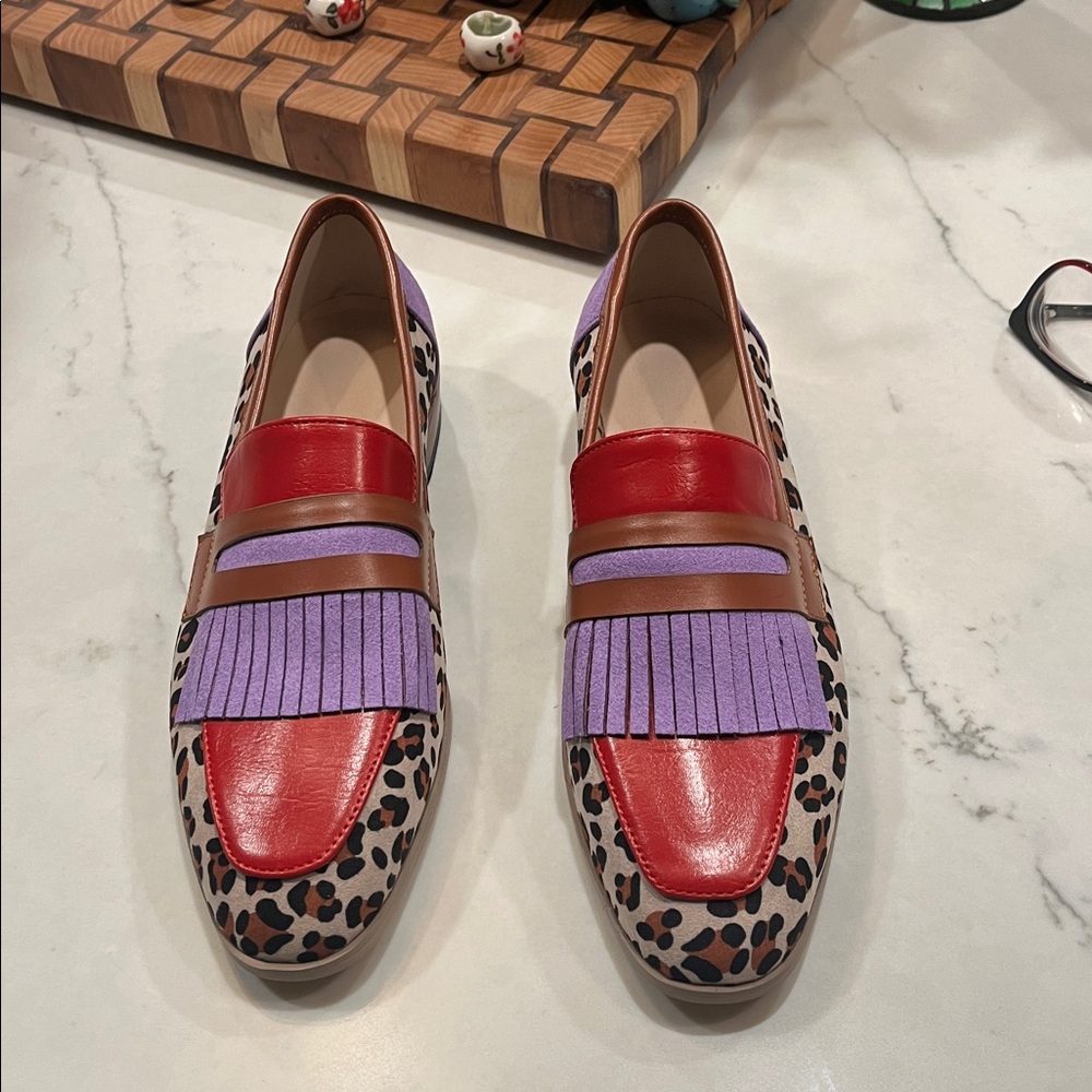Chiara Boni Multicolor Leopard Print Loafers brand new never worn - Picture 3 of 7